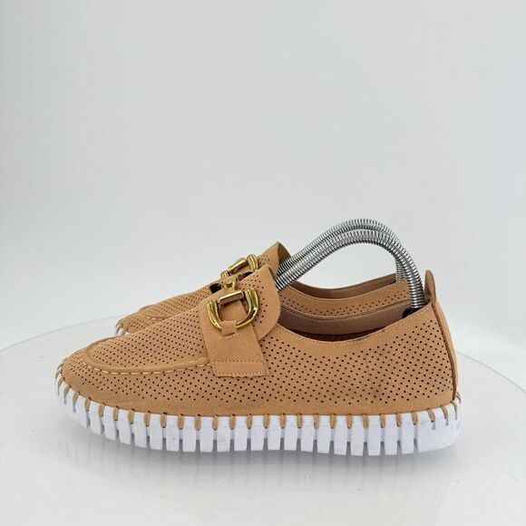 Ilse Jacobsen Women Tulip Bit Platform Slip On Shoe Size 41 11 Taupe Gold Loafer - Picture 6 of 15